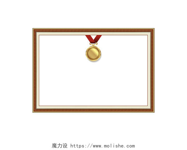 金牌边框棕色边框相框元素PNG素材奖牌边框